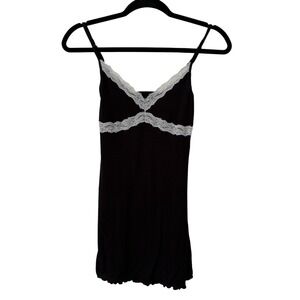 Womens S Camisole Black Lace Trim Ribbed Hem Tank Y2K Coquette Grunge Layering
